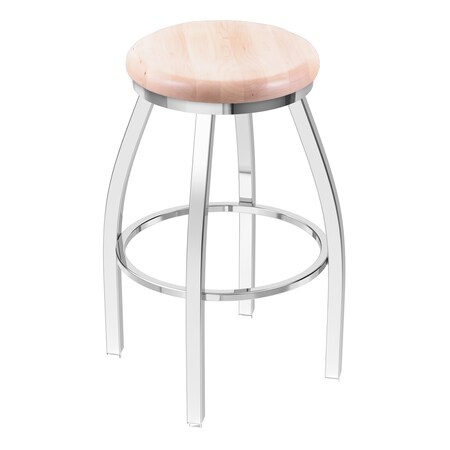 36 Swivel X-Tall Bar Stool,Chrome Finish,Nat Maple Seat